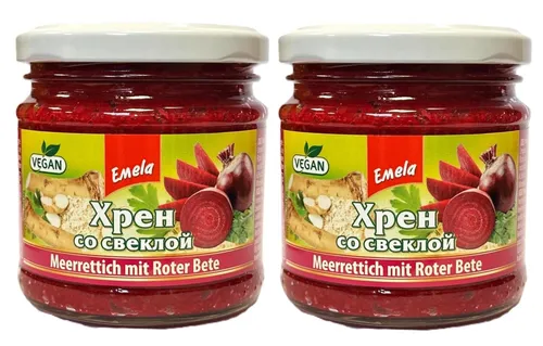 Emelja Meerrettich mit Roter Bete – 2er Pack à 200g – mit Meerrettich
