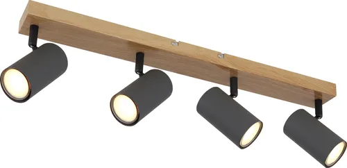 Globo Lighting Strahler Metall Holzoptik, 4x GU10 - Moderne Deckenlampe in Holzdesign mit vier GU10 Fassungen, ideal für individuelle Lichtgestaltung und bis zu 35 Watt Leistung.