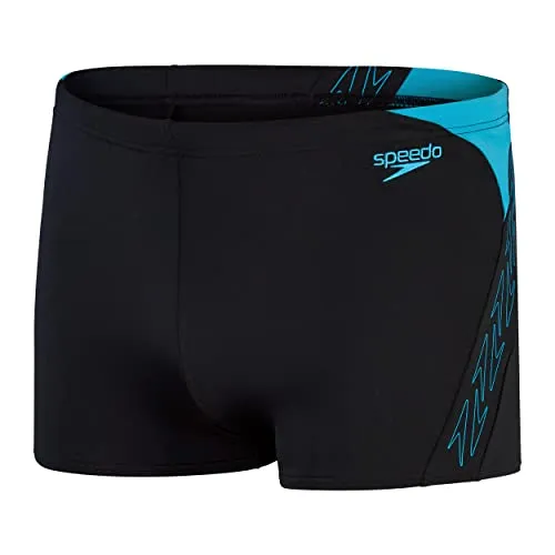 Speedo Herren Hyperboom Splice Aquashort Schwimmhose | Schnelltrocknend | Training | Fitness | Chlorbeständig Schwimmbekleidung, Schwarz/Bolt, 30