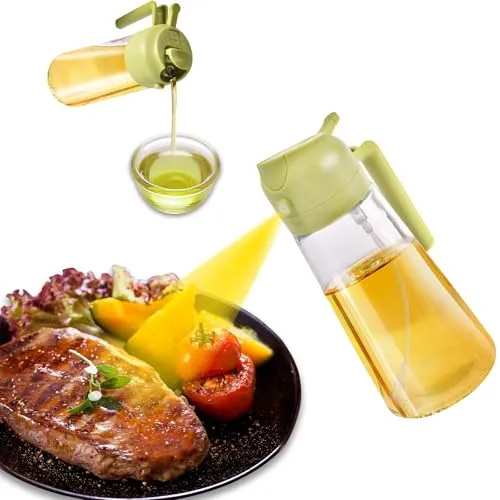 XIKAYA 600ml Ölsprüher und Ölspender 2-in-1 | Öl Sprühflasche für Olivenöl und Speiseöl | Küchen Gadget für Kochen, Braten, Grillen, Salat | Grün