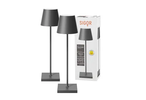 SIGOR LED Tischleuchte Nuindie 2x 380mm dimmbar in grau von Sigor