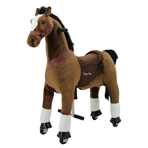 Sweety Toys 7301 Reittier groß Pferd Chocolate auf Rollen für 4 bis 9 Jahre -Riding Animal