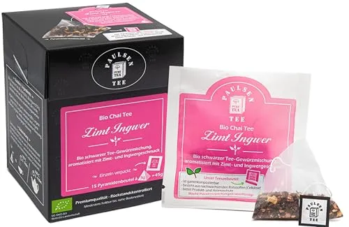 Bio Zimt Ingwer 15 x 3g, einzeln kuvertiert, Paulsen Tee Chai Tee im Pyramidenbeutel - Bio, rückstandskontrolliert & zertifiziert
