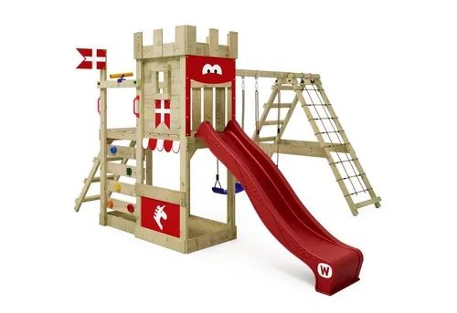 Wickey Spielturm DragonFlyer Stelzenhaus – Kletterturm mit Rutsche und 10 Jahren Garantie* - Kreativer Kletterturm für Kinder mit Wellenrutsche, Kletteranbau und integrierter Sandkasten. Hochwertiges Holz, verschiedene Aufstellmöglichkeiten und maximale Sicherheit. 10 Jahre Garantie* auf alle Holzelemente.