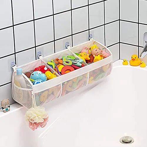 Badewannenspielzeug Aufbewahrungstasche,Badewannenspielzeug hängeorganizer Tasche,Badewannenspielzeug Mesh Tasche. Aufbewahrung und Sortierung von Spielzeug,ideal für bäder.（weiß）