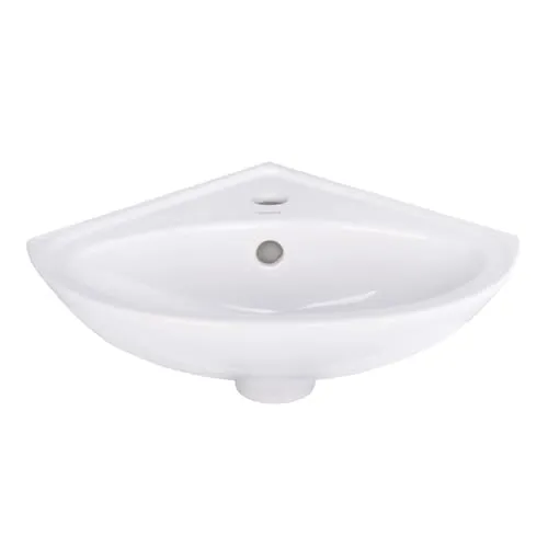 Belvit Keramik Eck Waschbecken 36x36x15 cm - Badezimmer Eckwaschbecken, ideal für kleine Räume, unkomplizierte Wandmontage und pflegeleichte Reinigung dank hochwertiger Keramik.