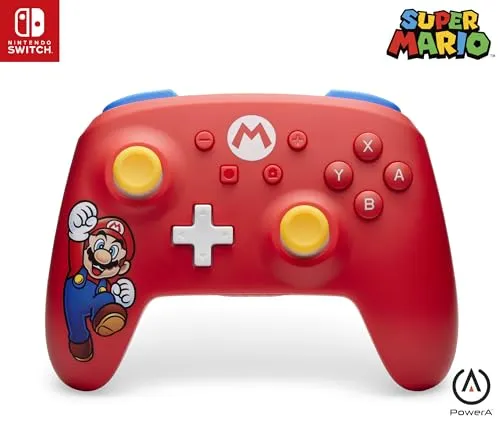 PowerA Wireless Controller für Nintendo Switch - Mario-Joy - Gaming-Zubehör mit beeindruckendem Design und bis zu 40 Stunden Spielzeit. Optimal für ein dynamisches Spielerlebnis und bequem in der Hand.