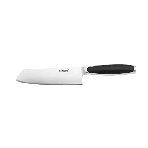 Fiskars Santoku-Messer, Gesamtlänge: 31 cm, Qualitätsstahl/Kunststoff, Schwarz, Royal, 1016465