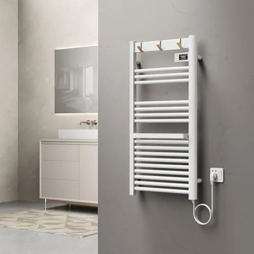 pro.tec Elektrischer Handtuchheizkörper Uvdal 500 W - Heizkörper für effiziente Handtuchtrocknung mit benutzerfreundlichem Touchscreen und integrierten Sicherheitsfunktionen, ideal für platzsparende Montage im Badezimmer.