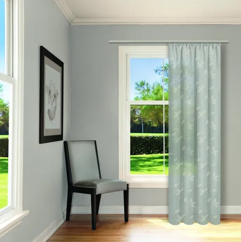 Feel of Nature Gardine Ove, Kräuselband - Halbtransparente Fensterdekoration - Fertiggardinen in hellgrau mit floralem Design, 100% Baumwolle, OEKO-TEX® zertifiziert, ideal für eine elegante Raumgestaltung.