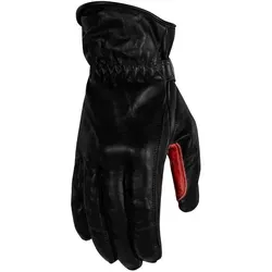 Rusty Stitches Johnny Motorrad Handschuhe Schwarz-Rot, Größe S - Hochwertige Motorradhandschuhe mit doppelter Lederhandfläche und verstellbarem Bund. Ideal für Sicherheit und Komfort beim Fahren. Perfekt für stilbewusste Biker.