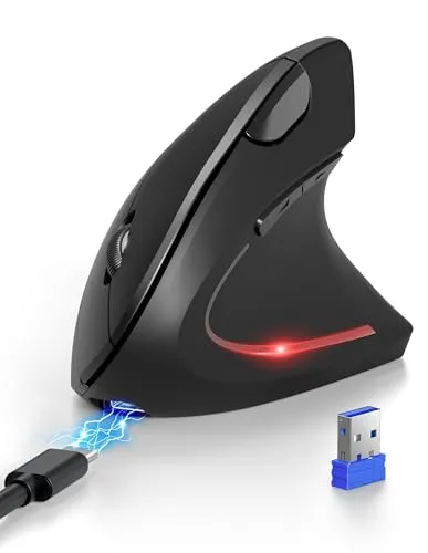 TECKNET Ergonomische Bluetooth Maus - Ergonomische kabellose Maus mit 4800 DPI, wiederaufladbar und ideal für komfortables Arbeiten ohne Muskelverspannungen. Kompatibel mit mehreren Geräten für effizientes Multitasking.