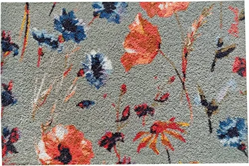 Mad about Mats Fußmatte Margo, Türvorleger, Schmutzfangmatte, mit Motiv: Blumen, Design Floral, Blüten, Indoor & Outdoor, Mehrfarbig hellgrün, rutschfest, maschinenwaschbar, 50 x 75 cm