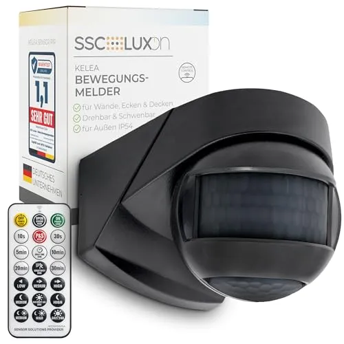 SSC-LUXon KELEA Bewegungsmelder Aufputz IP54 schwarz in schwarz von SSC-LUXon