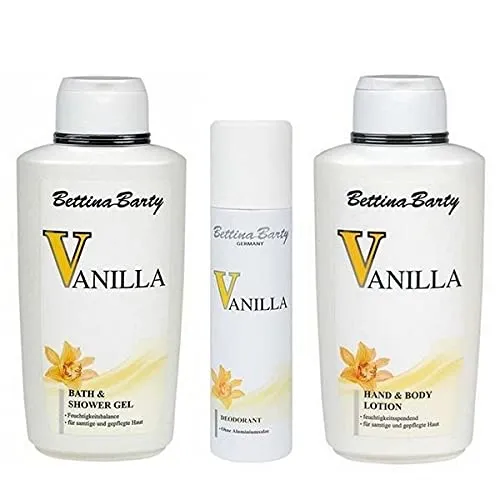 Bettina Barty Vanilla Bath & Shower Gel 500ml + Body Lotion 500ml + Deo Spray 150ml