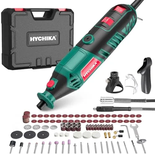 HYCHIKA 170W Rotationswerkzeug, Rotationswerkzeugsatz mit variabler Drehzahl und Flexwelle, 173-teiliges Zubehörset und Multiwerkzeug mit 8000-35000 U/min, perfekt zum Schneiden, Detailschleifen
