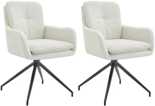 2er Set Esszimmerstuhl Pickett Stoff creme