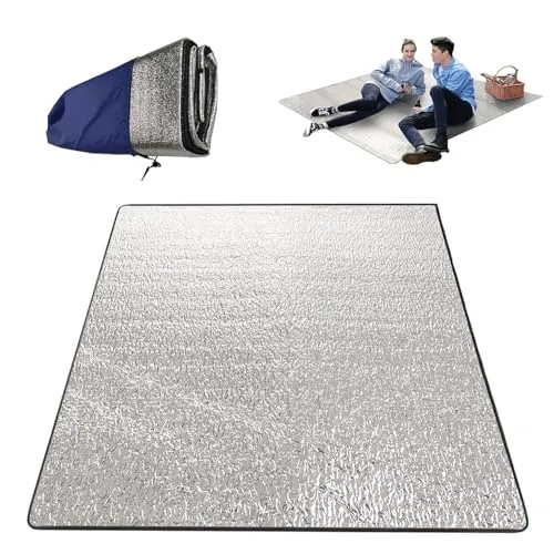 LNGJIN Camping Matte 200x200 cm - Luftmatratzen & Isomatten – Ultraleichte, wasserdichte Isolierdecke aus Aluminiumfolie, ideal für Camping und Outdoor-Aktivitäten mit optimalem Schutz vor Kälte und Nässe.