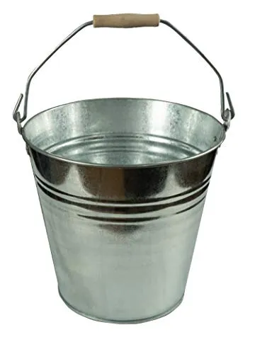 HRB Zinkeimer, hochwertig 12 Liter mit Holzgriff, Ascheeimer