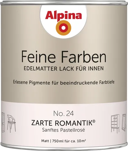 Alpina Feine Farben Lack No. 24 Zarte Romantik® 750ml - Hochwertiger edelmatt Lack in sanftem Pastellrosé, ideal für Holz, Metall und Kunststoff im Innenbereich.