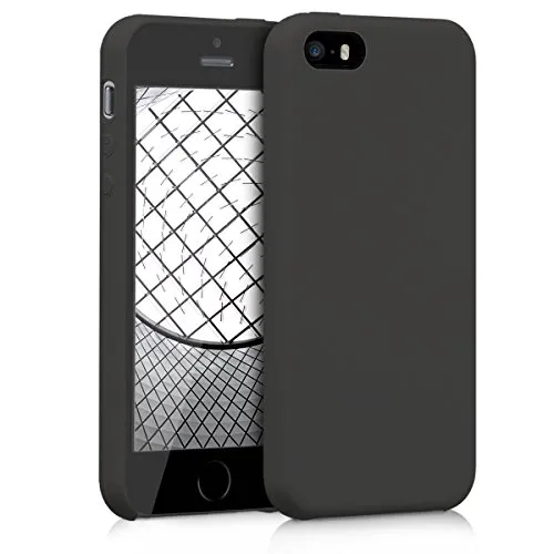 kwmobile Handyhülle für Apple iPhone SE (1.Gen 2016) / iPhone 5 / iPhone 5S Hülle - Case Silikon - Kabelloses Laden - Schutzhülle Cover in Schwarz matt