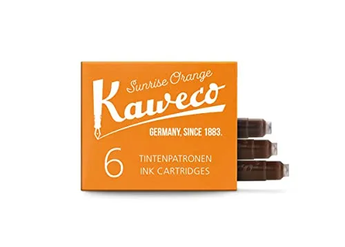 Kaweco Tintenpatronen im 6er-Pack Sonnenorange Sunrise Orange I hochwertige Premium Tinte für Füllhalter mit kurzen Standardpatronen | vegan tierversuchsfrei wasserlöslich