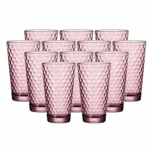 Ritzenhoff & Breker Favo Longdrinkgläser 12er Set - Longdrinkgläser mit 400 ml Volumen, ideal für Cocktails und Säfte – modernes Design mit Wabenstruktur für stilvolle Tischdekoration und einfache Reinigung in der Spülmaschine.