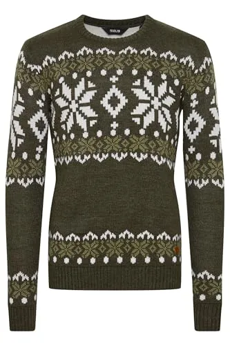 !Solid SDNorwig Herren Weihnachtspullover Norweger-Pullover Winter Strickpullover Grobstrick Pullover mit Stretch Rundhals-Ausschnitt Regular fit, Größe:M, Farbe:Rosin Melange (1905091)