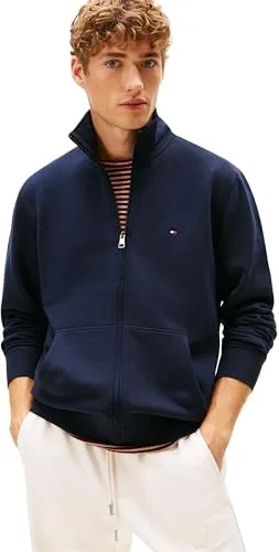 Tommy Hilfiger Herren Essential Fleece Stand Collar Mw0Mw41759 Sweatshirt mit Reißverschluss, Blue (Desert Sky), XL