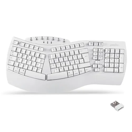 Perixx 11620 PERIBOARD-612 - Ergonomische Kabellose Tastatur mit Geteiltem Tastenfeld, Dual-Modus 2.4G/Bluetooth, reduziert RSI-Risiko und unterstützt natürliche Handhaltung