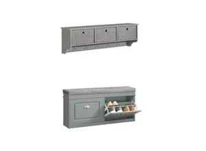 SoBuy Schuhbank FSR64 - Schuhkipper Sitzbank, hellgrau - Drohnen-Zubehör mit praktischer Schuhbank, 2 Klappen und stilvollem Design für Ordnung im Flur.