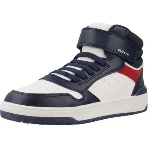 Geox J WASHIBA Boy B Sneaker, blau, 28 EU - Sneaker mit atmungsaktivem Design, ideal für Kinder. Einfache Handhabung durch Einzelklettverschluss und elastische Schnürsenkel.