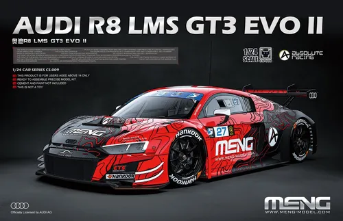 MENG-Model AUDI R8 LMS GT3 EVO II 1:24 - Autobausatz für den detailgetreuen Nachbau des beliebten Rennwagens, ideal für Modellbau-Enthusiasten und Sammler.