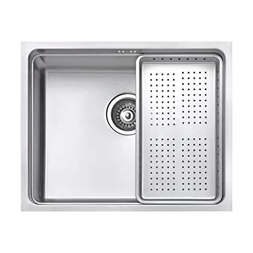 JASSFERRY Edelstahl Küchenspüle 1 Becken Unterbau, Unterbauspüle 540x440mm mit Überlauf, Geschirrständer