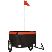 vidaXL Fahrradanhänger Schwarz und Orange 45 kg
