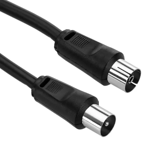 CABLEPELADO TV-Antennenkabel, männlich, weiblich, Koaxialkabel, TV-Antennenkabel, gerade, TV-Kabel, Decoder, HDTV, DVB-T2, DVB-C, DVB-S, TV und Radio, 75 Ohm, Schwarz, 2,5 Meter