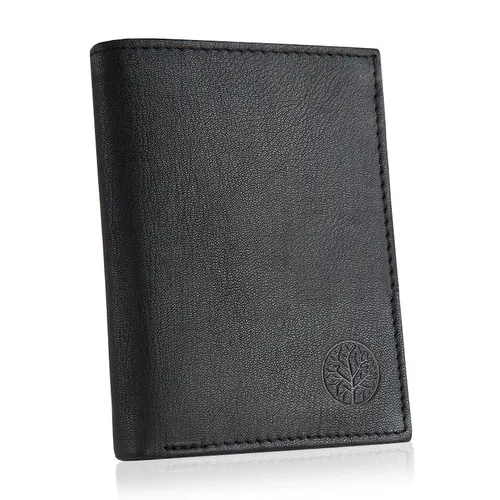 BETLEWSKI Herrengeldbörse NATURLEDER Optimal SCHWARZ - Hochwertige RFID-blockierende Herren Geldbörse aus handgefertigtem Naturleder, ideal für sicheren Kartenaufbewahrung und stilvolles Design.