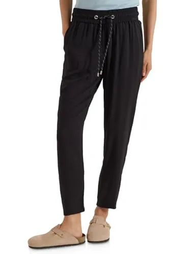 Cecil Mid Waist Slim Leg Hose im Loose Fit Black XS in schwarz von CECIL
