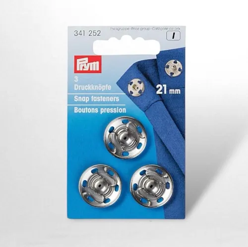 Prym 3 Druckknöpfe 21mm, Fb silber (341252); 1 Stück in silber von Prym