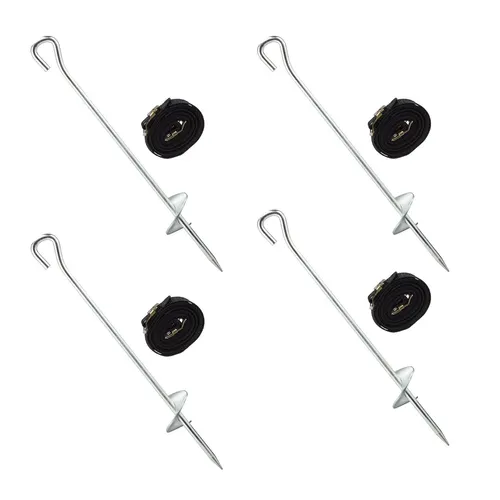 Bodenanker trampolin Erdanker Set Verankerungssystem 4 Gurte verzinkt 1 kg
