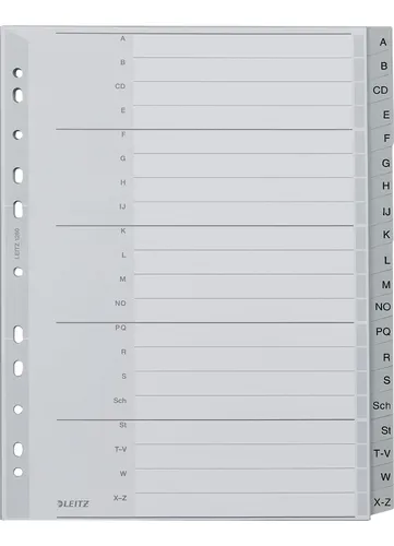 LEITZ Register A4 A-Z Plastik PP grau 1260-00-00 Deckblatt Karton Überbreite NEU