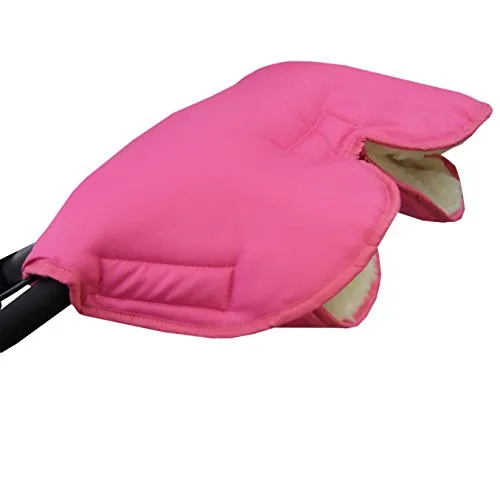 BAMBINIWELT Muff Handwärmer Handschuh für Kinderwagen Buggy mit Lammwolle für warme Hände universal UNI (pink)