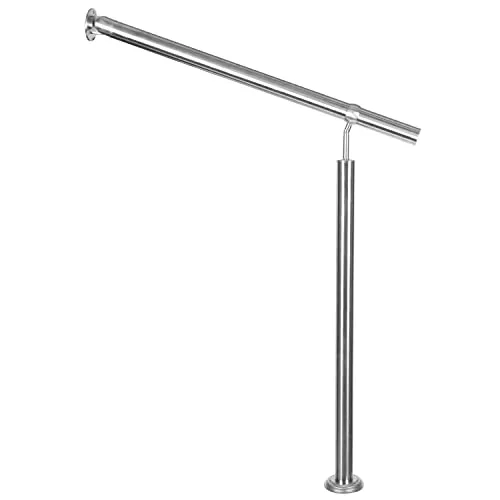 Edelstahl Handlauf Treppengeländer Geländer für Treppe Treppen mit Wandhalter seitliche Montage Wand Halterung Auswahl Länge mit Montagematerial Handläufe V2Aox, Länge:100 cm