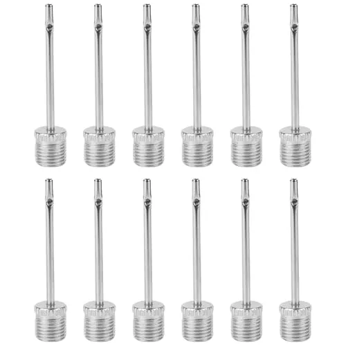 WOLMIK Ball Pumpe Nadel, 12 Pcs Luftpumpennadel, Doppelloch Aufblasbare Nadel, Ballpumpen-Aufblasnadeln, für Basketball, Volleyball, Rugby, Fußball, Sportbällen