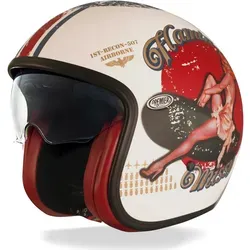 Premier Vintage Pin Up Jethelm XS, weiß für Männer - Motorradhelm mit Tri-Composite-Mix-Schale für maximale Sicherheit und integrierter Sonnenblende – perfekt für stilbewusste Fahrer.