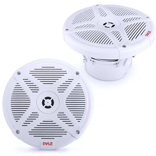 Pyle PLMRBT65W Doppel-Lautsprechersystem (wasserdichte Bluetooth, 2-Wege-Koaxial-Lautsprecher, verstärkt, 16,5 cm, 600 Watt) Weiß