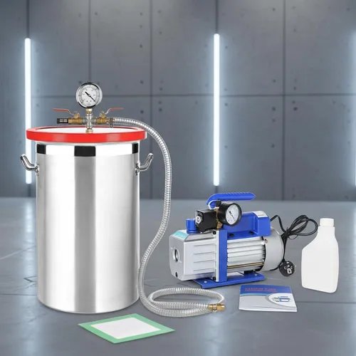 Mucola Vakuumbehälter SET 27,7L mit Unterdruckpumpe - Frischhaltedosen, robustes Edelstahl-Design und leistungsstarke Vakuumpumpe (99 l/min) für professionelle Anwendungen in Chemie und Modellbau.