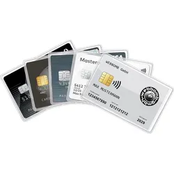 5x Klarsicht Ausweishülle für Karten - Transparent - Praktische Ausweishüllen im 5er Set für alle Scheckkartenformate. Flexibel und transparent, schützen sie Ihre Karten vor Kratzern und Schmutz und sind ideal für Personalausweise, Führerscheine und mehr.