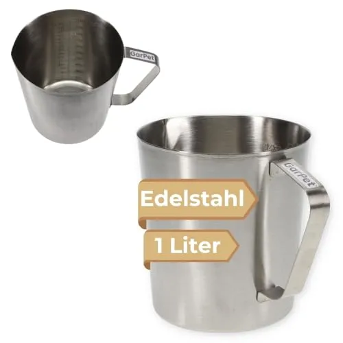 Messbecher Edelstahl Messbecher 1l Cocktail Meßbecher Litermaß spülmaschinenfest ML OZ 1000 ML Messkanne Milchkännchen Milchaufschäumer