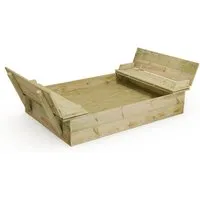 Wickey Sandkasten Flippey - Holzsandkasten mit Deckel und Bank - Sandkasten Flippey für kreative Sandspiele im Garten, mit praktischem Klappdeckel zum Schutz vor Verschmutzung. Extrem witterungsbeständig und mit 5 Jahren Garantie für langanhaltenden Spielspaß.